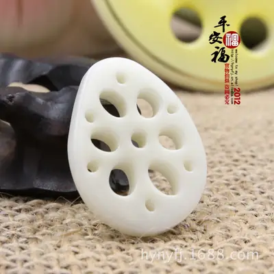 Ivory Lotus Root Pendant with Buddhist Design