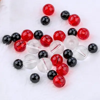 Crystal Beads Red Black Clear Glass DIY Decor