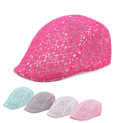Lace Beret Cap for Women Summer Sun Protection Multi Color