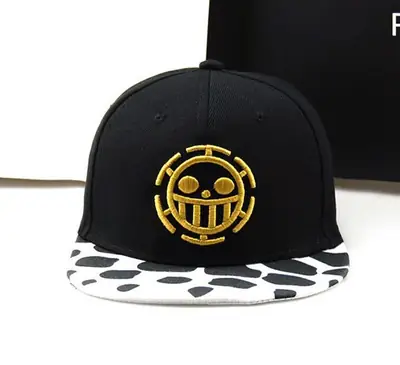 Black Anime Trafalgar Law Cap with Gold Embroidery