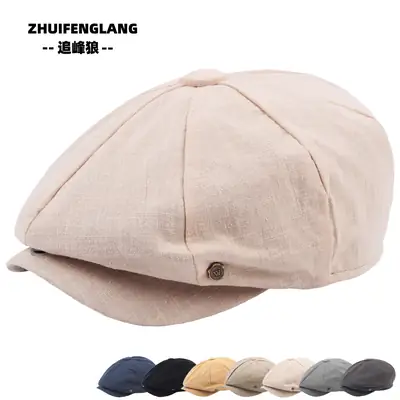 Men Newsboy Cap Beige Forward Brim Summer Wear