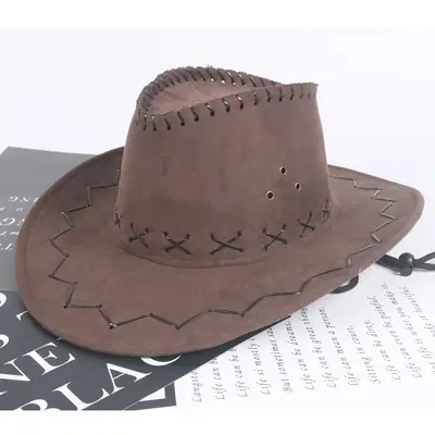 Brown Western Sun Hat with Wide Brim for Men Women
