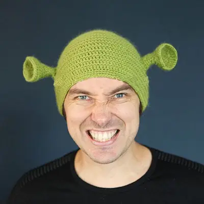 Green Shrek-Ears Wool Hat for Men Women