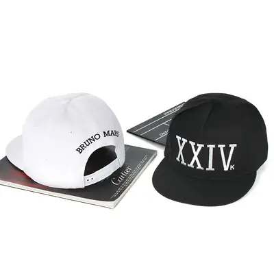 Men Flat Brim Baseball Caps White Black XXIV Embroidered