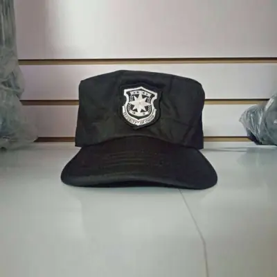 Black Security Cap with Embroidered Badge for Daily Use
