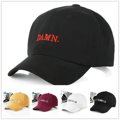 Black Damin Embroidered Baseball Cap with Adjustable Strap