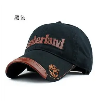 Black Timberland Cap with Leather Trim for Men