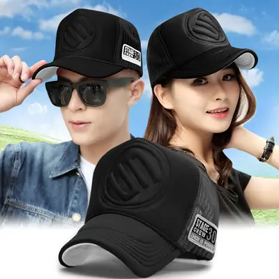 Men & Women Baseball Cap Mesh Back Breathable Black