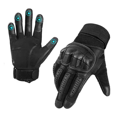 Tactical Gloves Black Leather Touchscreen Motorcycle Sports