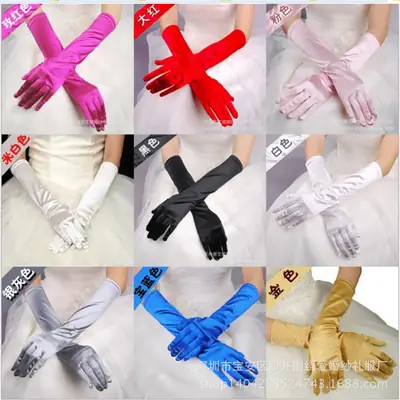Stretch Satin Five Finger Gloves for Weddings Formal Event Pakistan