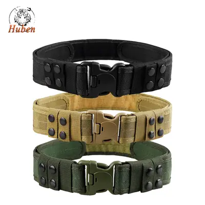 Tactical Military Belt Khaki Green Black Adjustable Velcro