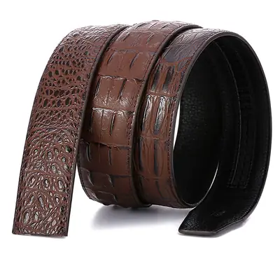 Men Crocodile Leather Belt Automatic Buckle Brown