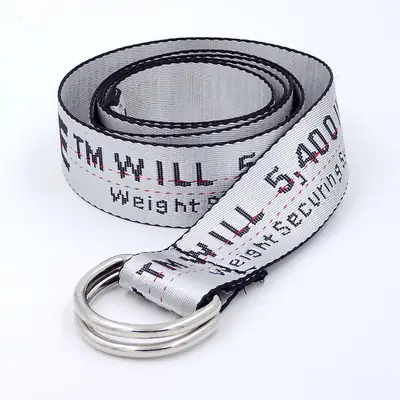 Unisex Canvas Belt with Double Ring and Printed Design