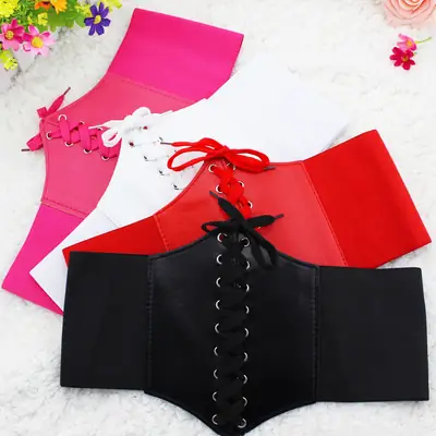 Women's Wide Elastic Waist Cincher Belt Black