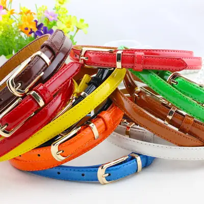 Women's Candy Color Dress Belt with Korean Pin Buckle