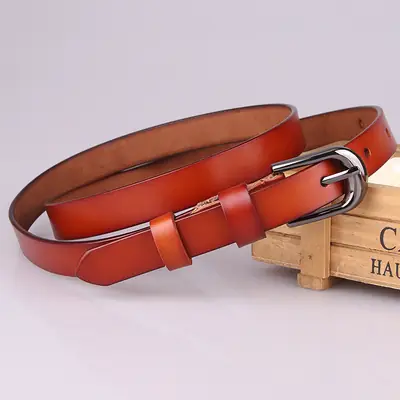 Women Red Genuine Leather Casual Belt