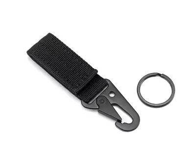 Tactical Nylon Keychain with Hawk Beak Hook Black