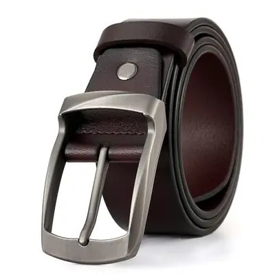 Men's Vintage Leather Belt with Pin Buckle