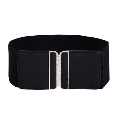 Black Elastic PU Belt for Women Autumn Winter Fashion Waist Belt