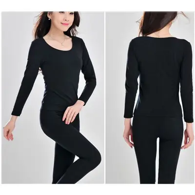 Women Modal Low Neck Set Pink XXL Autumn
