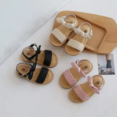 Girls Princess Bow Sandals Black Summer Wear