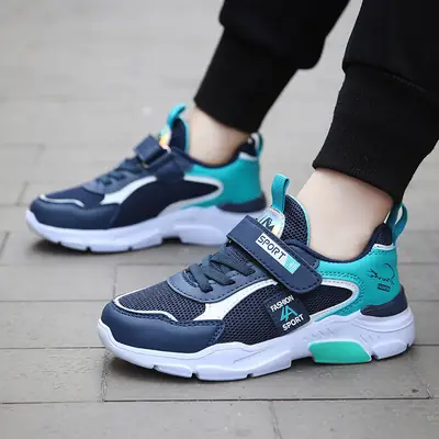 Kids Sports Shoes Blue Teal Cotton Lightweight for Boys