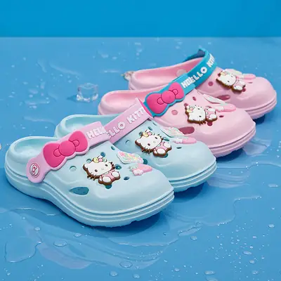 Kids Cartoon Bow Slippers Pink Blue Non-Slip