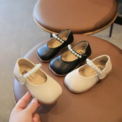 Princess Shoes for Girls Black Pearl Velcro Casual Wear