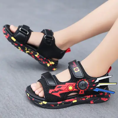 Kids Comic Sandals Black Red Summer School Wear