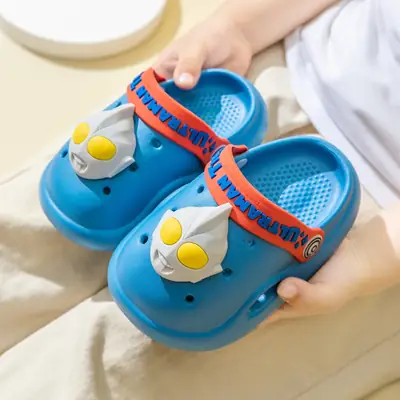 3D Cartoon Blue Slippers for Kids Summer Comfort