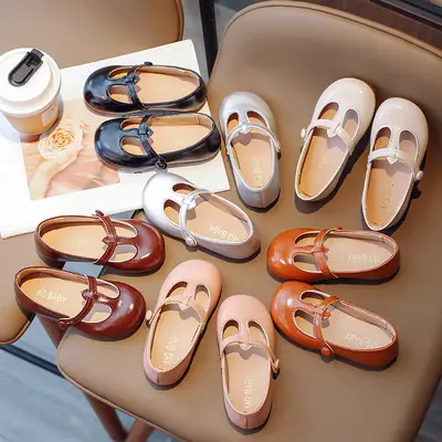 Princess T-strap Flat Sandals for Girls Multi Color