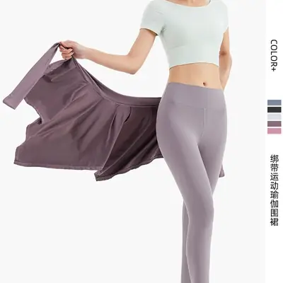 Women Strap Yoga Skirt Anti-Running Light Gray