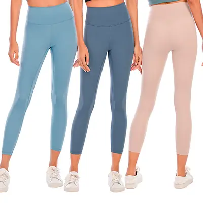 Women High Waist Yoga Pants Brushed Nude Gray Medium