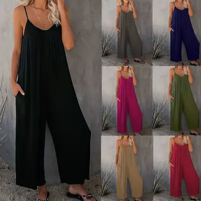 Women Summer Wide-Leg Jumpsuit Slim Fit Multi Color