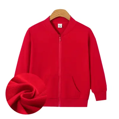 Red Full Zip Kids Hoodie Jacket for Boys Girls