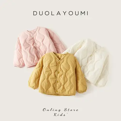 Kids Winter Quilted Jacket Pink Yellow White