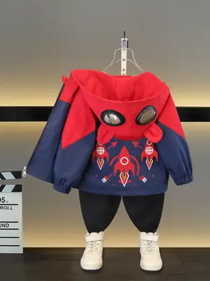Kids Hooded Jacket Red Navy Blue Rocket Goggles