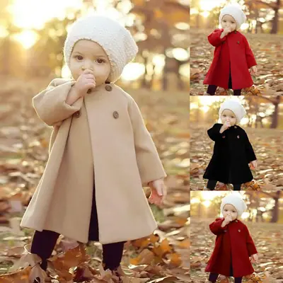 Children's Woolen Cape Coat Red Black Autumn Wear