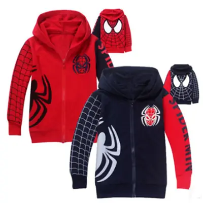 Spider Hoodies for Kids 3-10 Years Cotton Zipper