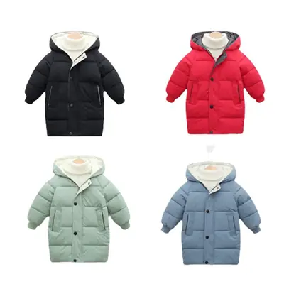 Kids Hooded Puffer Jacket Black Red Mint Blue