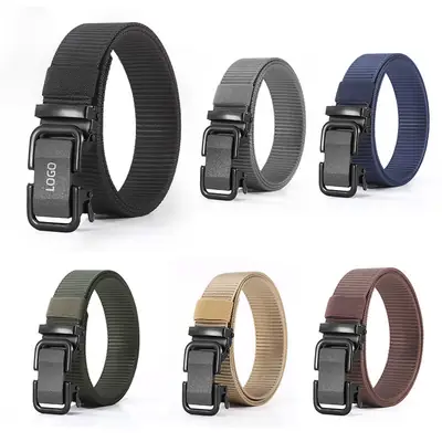 Men's Nylon Tactical Belt Black Gray Blue Brown Olive Tan Automatic Buckle