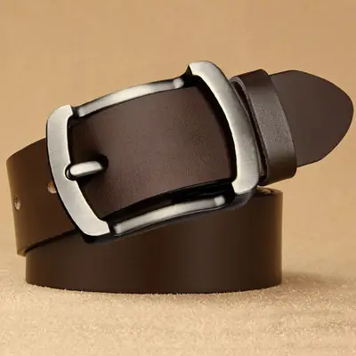 Men's Vintage Pin Buckle Cowhide Belt Brown