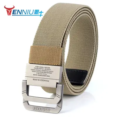 Men Nylon Tactical Belt Black Elastic Korean Style