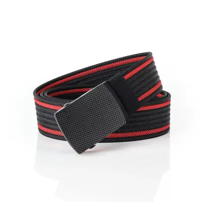 Men Nylon Belt Black Red Casual Jeans Fit