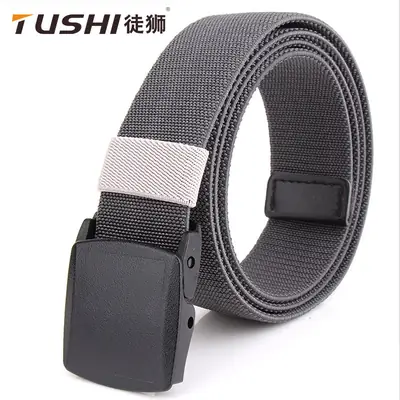 Men Elastic Canvas Belt Black 120cm