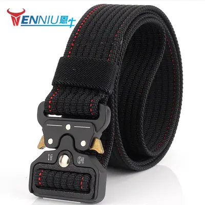 Men Tactical Nylon Belt with Cobra Buckle Black