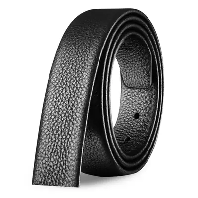 Men Genuine Leather Non-Slip Belt Black 3.3cm