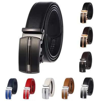 Men Automatic Buckle Cowhide Belt Multicolor