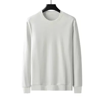 Men's Long Sleeve Crewneck Sweatshirt Autumn Casual White