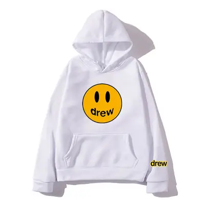 Women Hoodie Smiling Face Sports Sweater White